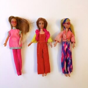 Vtg 70 Mattel Rock Flower Dolls Heather Lilac Retro Clothing Outfits Sunglasses